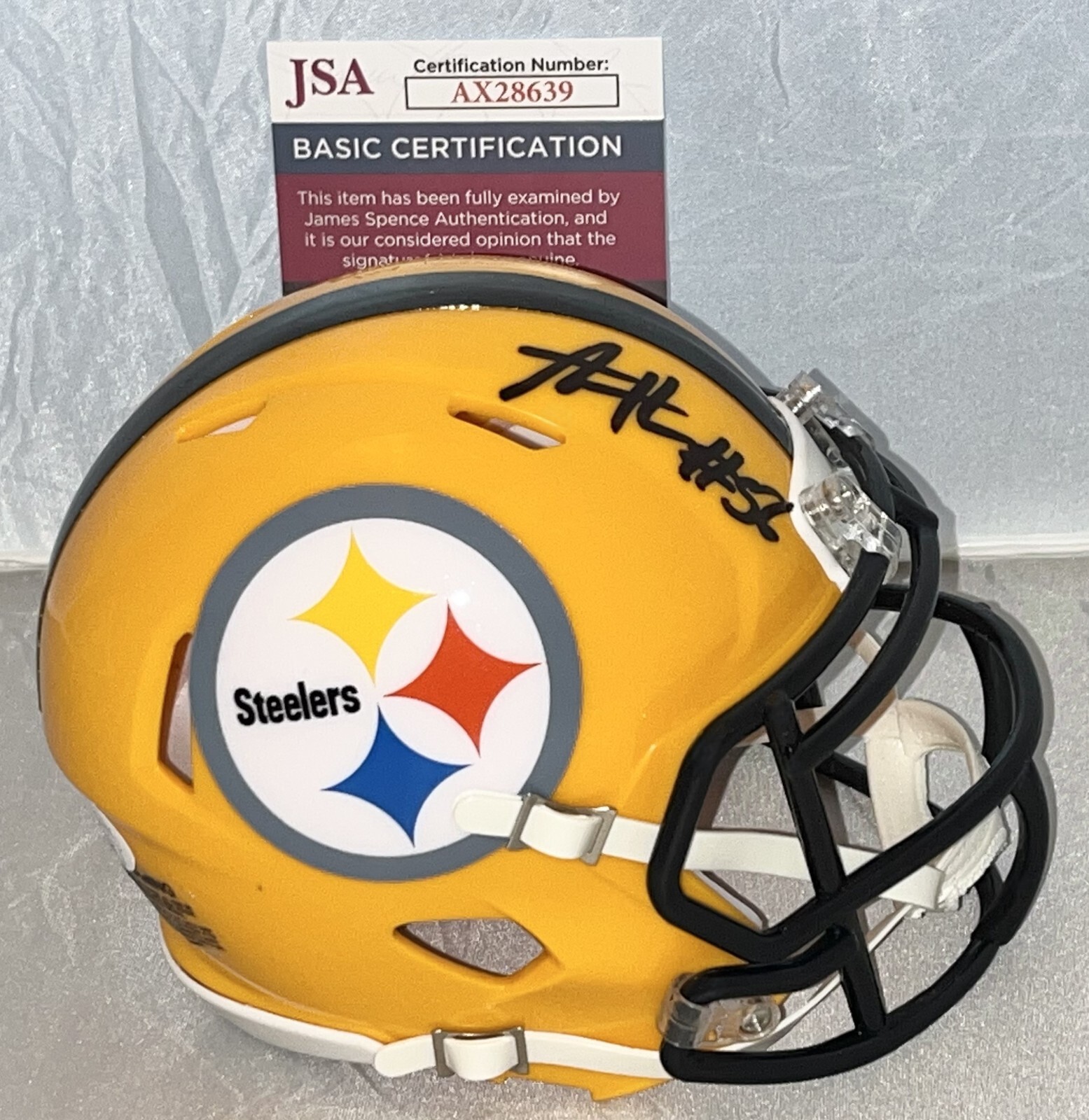 Alex Highsmith signed Pittsburgh Steelers Yellow mini helmet autographed JSA COA