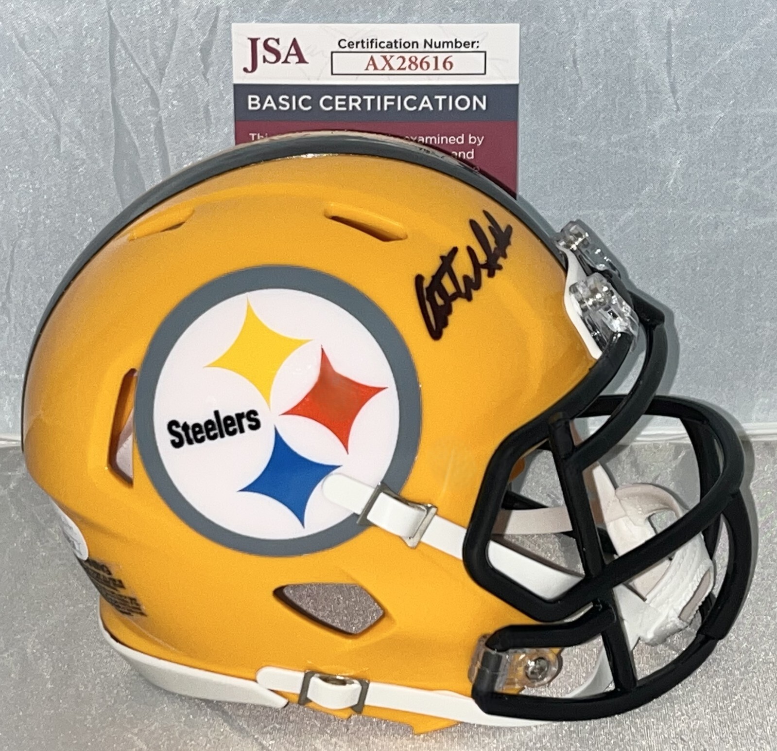Arthur Smith signed Pittsburgh Steelers Yellow mini helmet autographed JSA COA