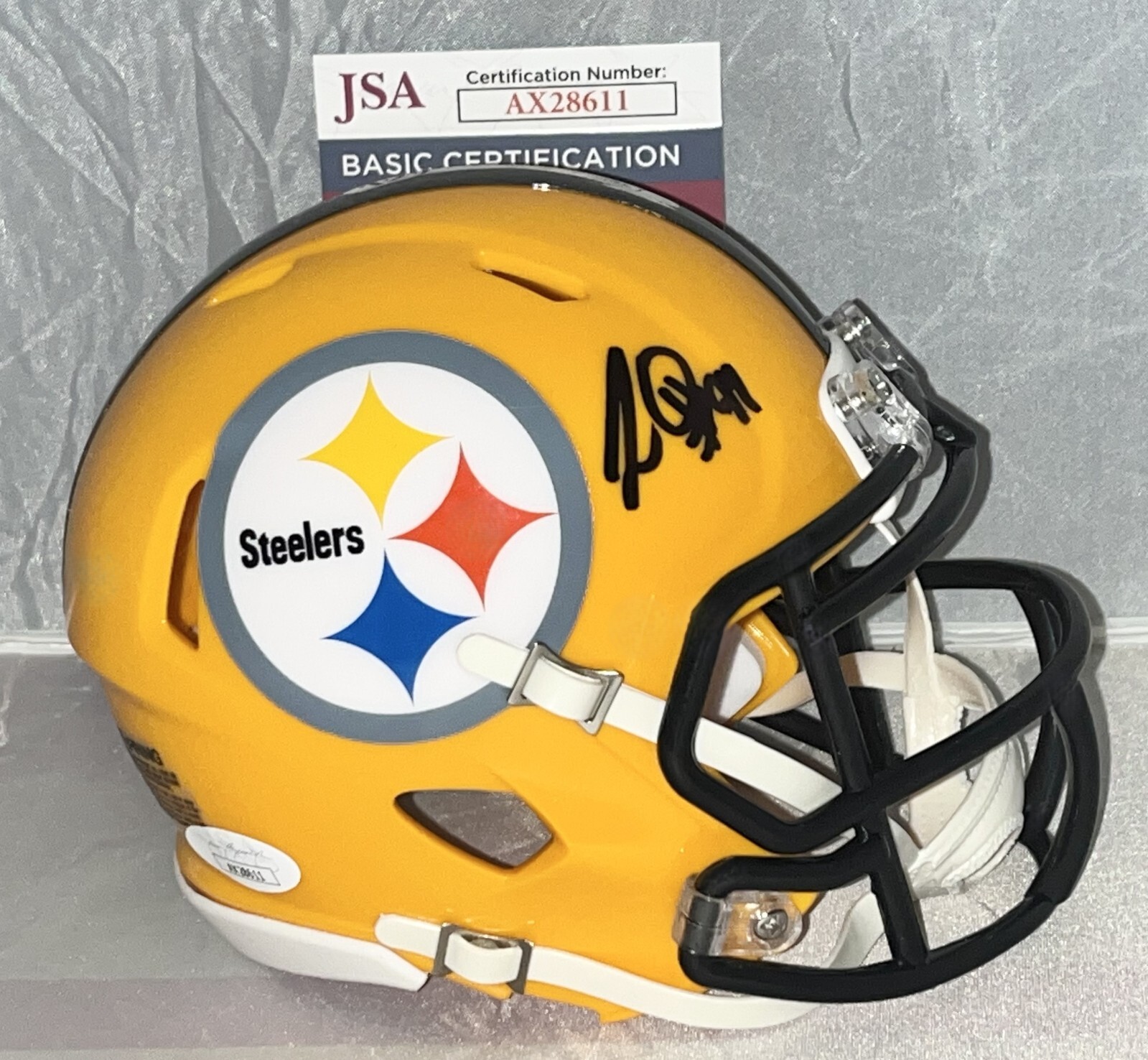 Larry Ogunjobi signed Pittsburgh Steelers Yellow mini helmet autographed JSA
