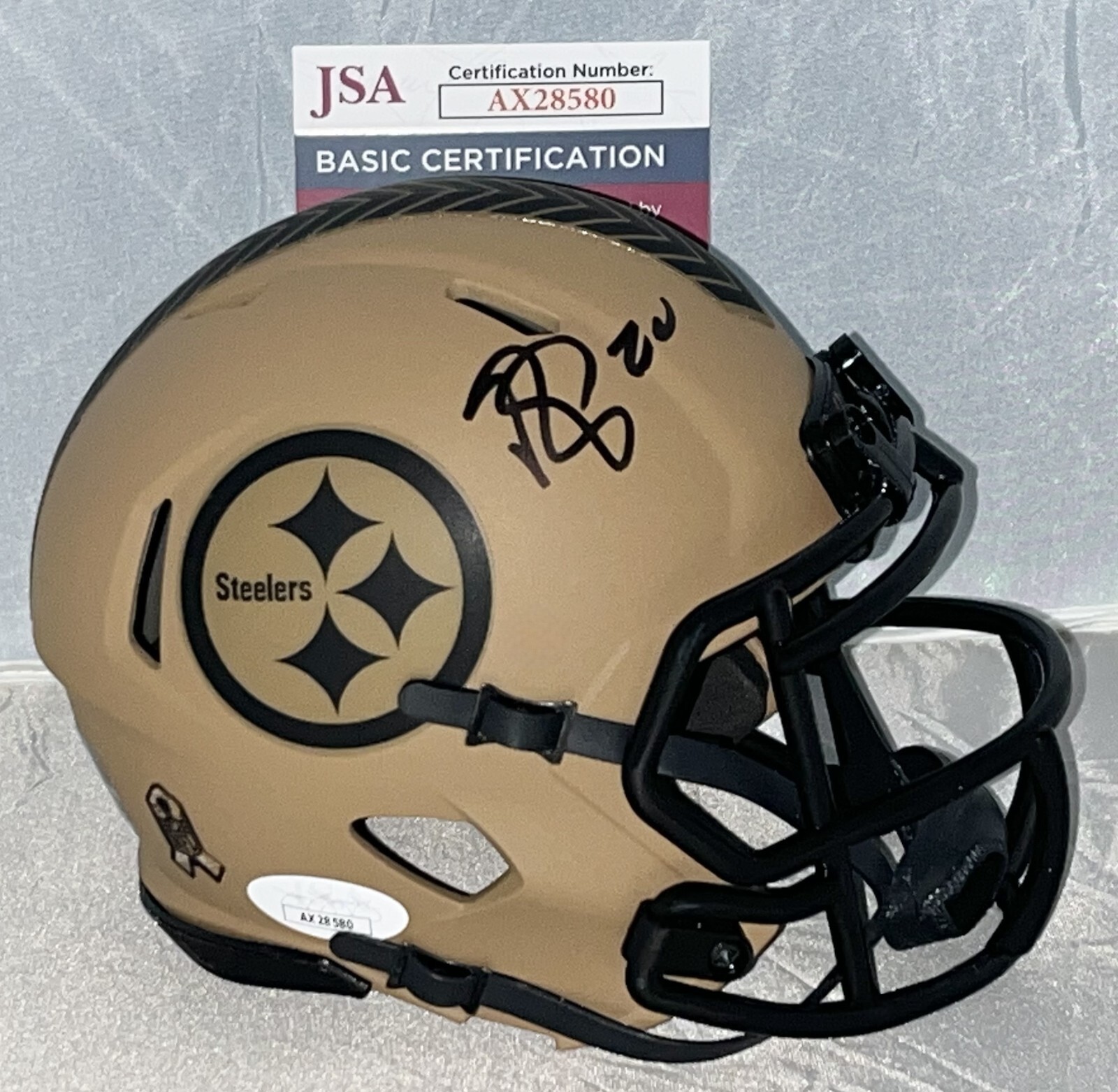 Patrick Peterson signed Pittsburgh Steelers Salute To Service mini helmet JSA