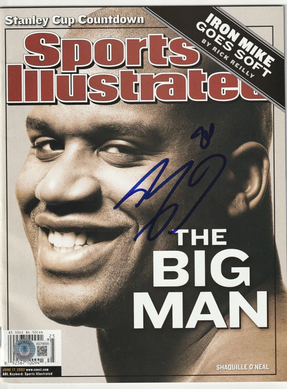 SHAQUILLE O'NEAL Signed 6/17/02 SPORTS ILLUSTRATED BAS LOA (NO Label) AUTO 10