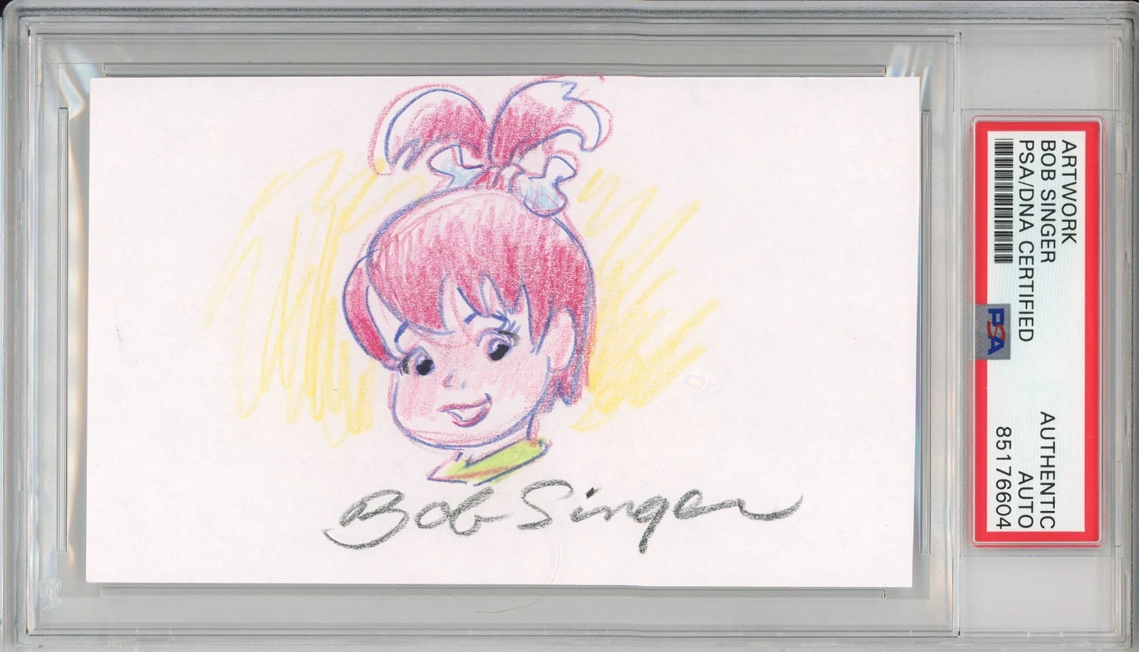 The FLINTSTONES Pebbles Original Color 1/1 Drawing Signed Bob Singer PSA DNA COA