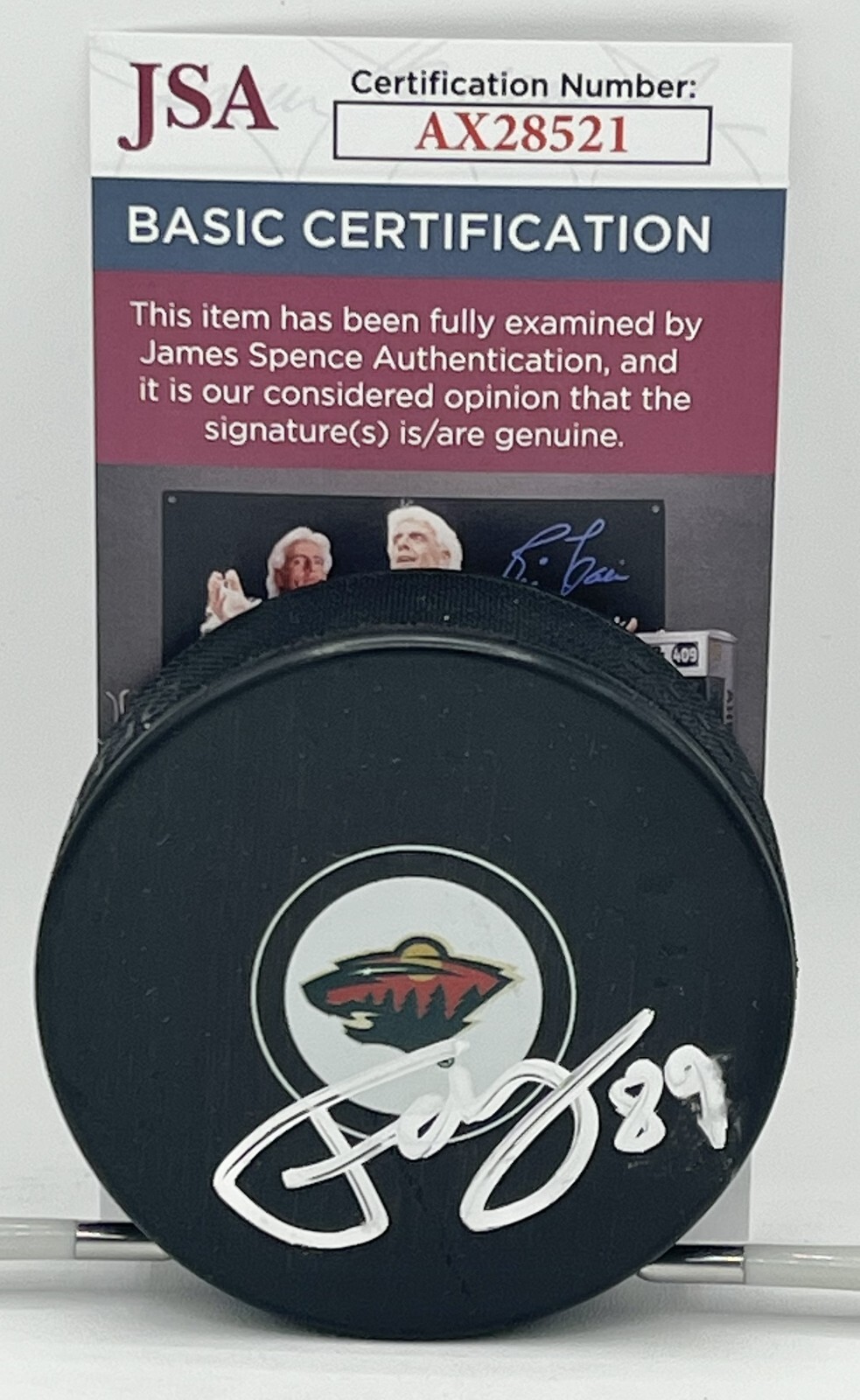Frederick Gaudreau signed Minnesota Wild Logo Puck autographed JSA COA