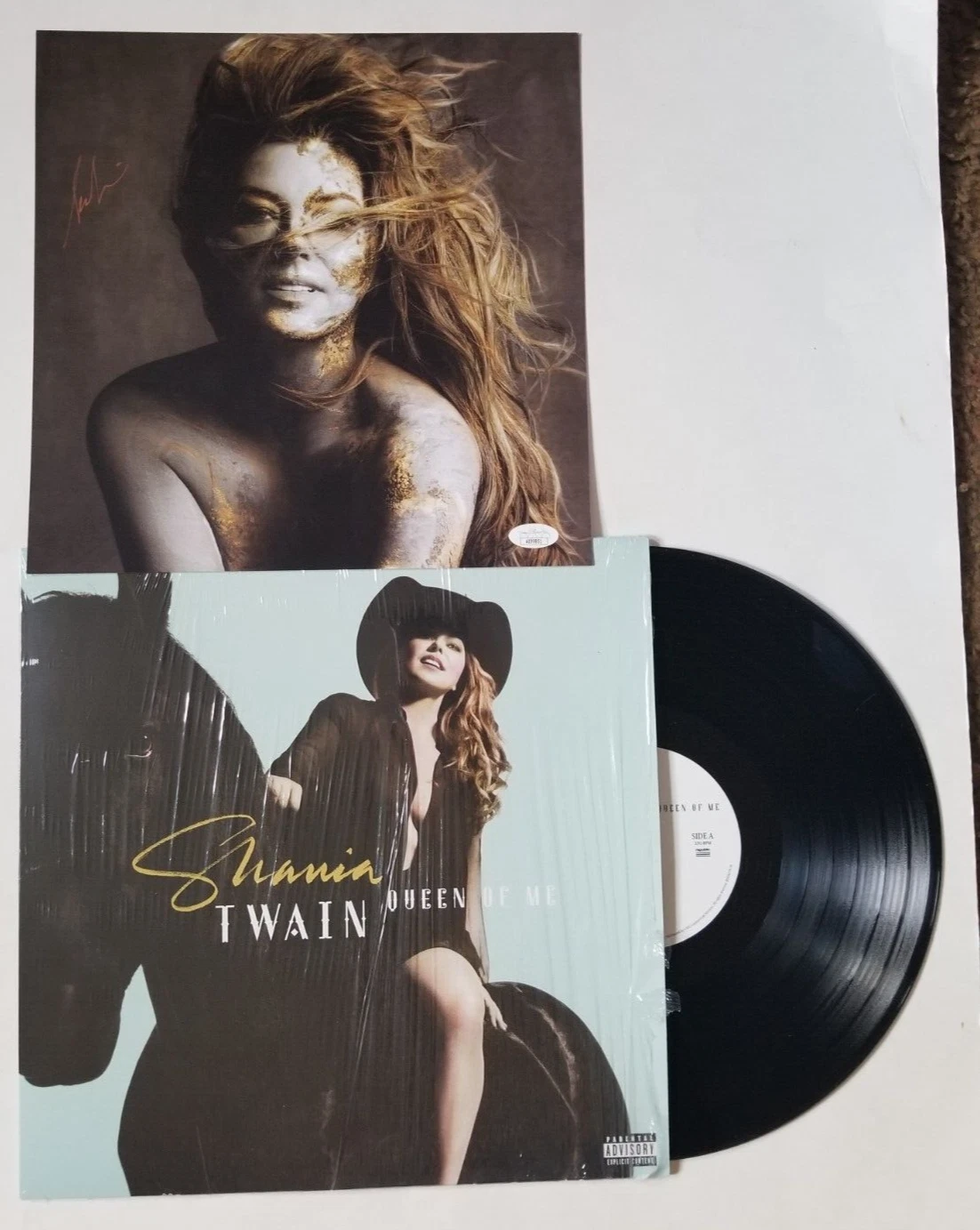 Shania Twain Queen of Me Vinyl Record & REAL hand SIGNED Poster Flat #3 JSA COA