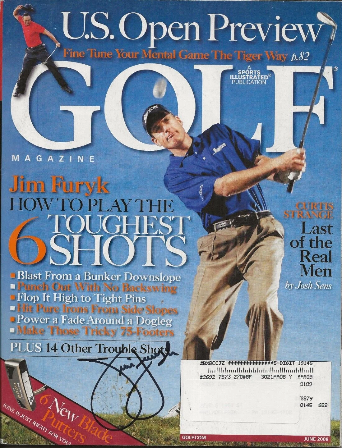 Jim Furyk REAL hand SIGNED June 2008 Golf Magazine Autographed PGA EXACT PROOF