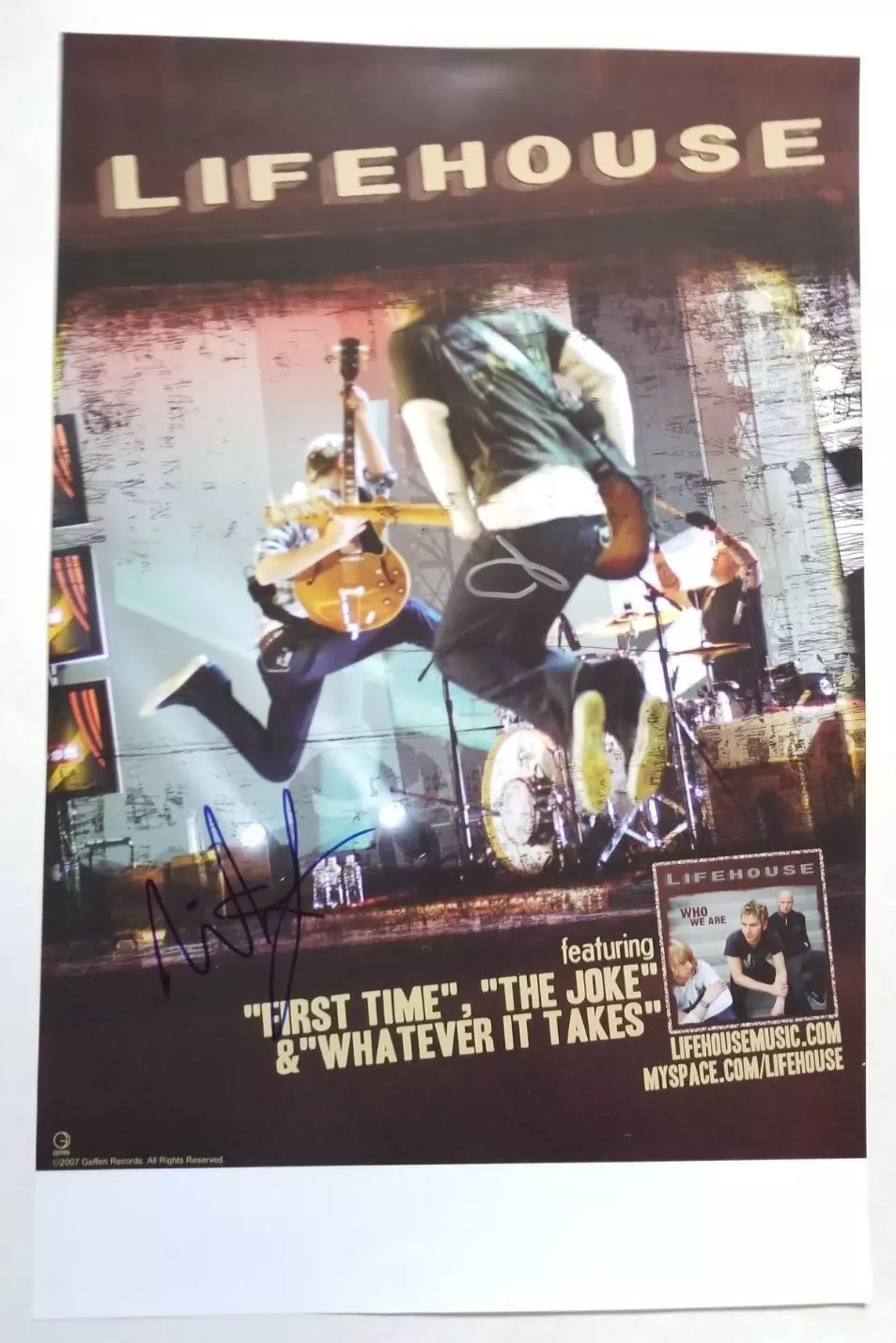 Lifehouse REAL hand SIGNED Who We Are Promo Poster #2 COA Autographed Jason Rick