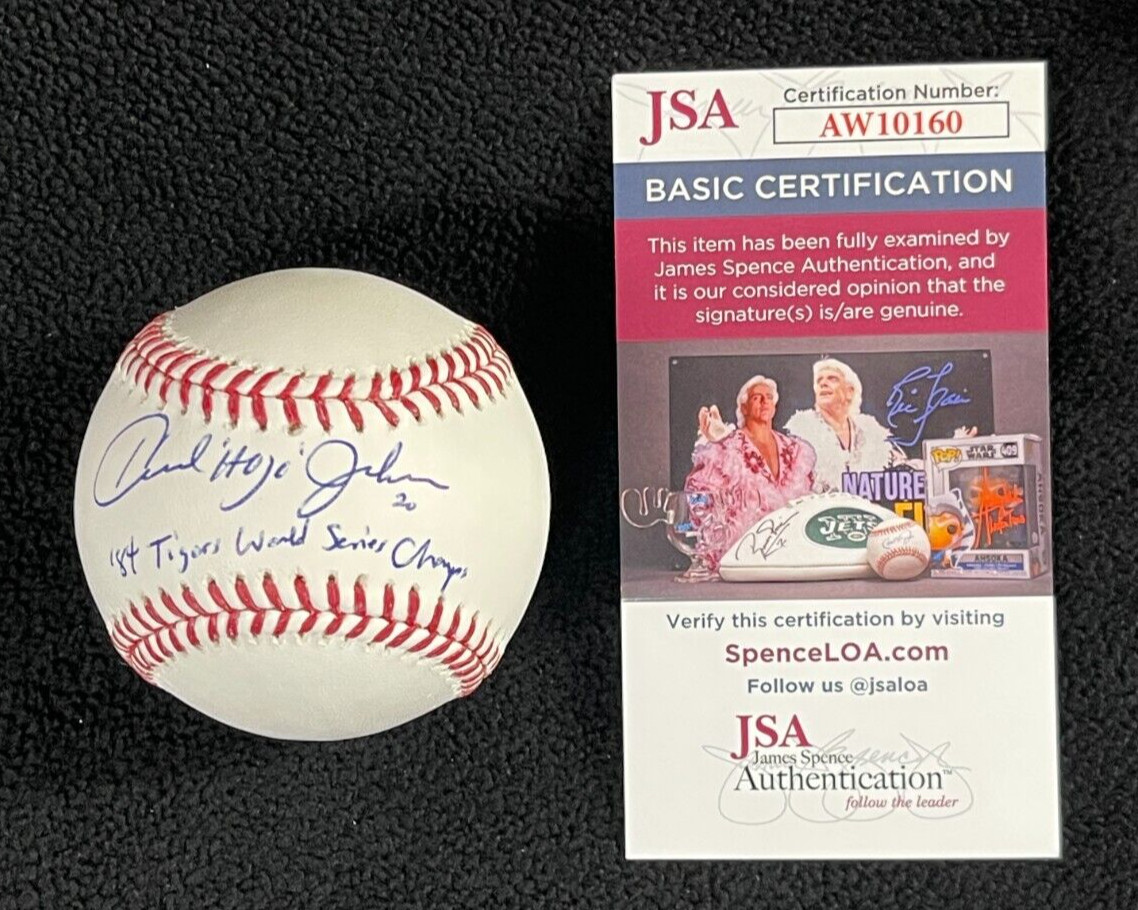 Howard Johnson Signed & Inscribed Detroit Tigers OML Baseball JSA COA