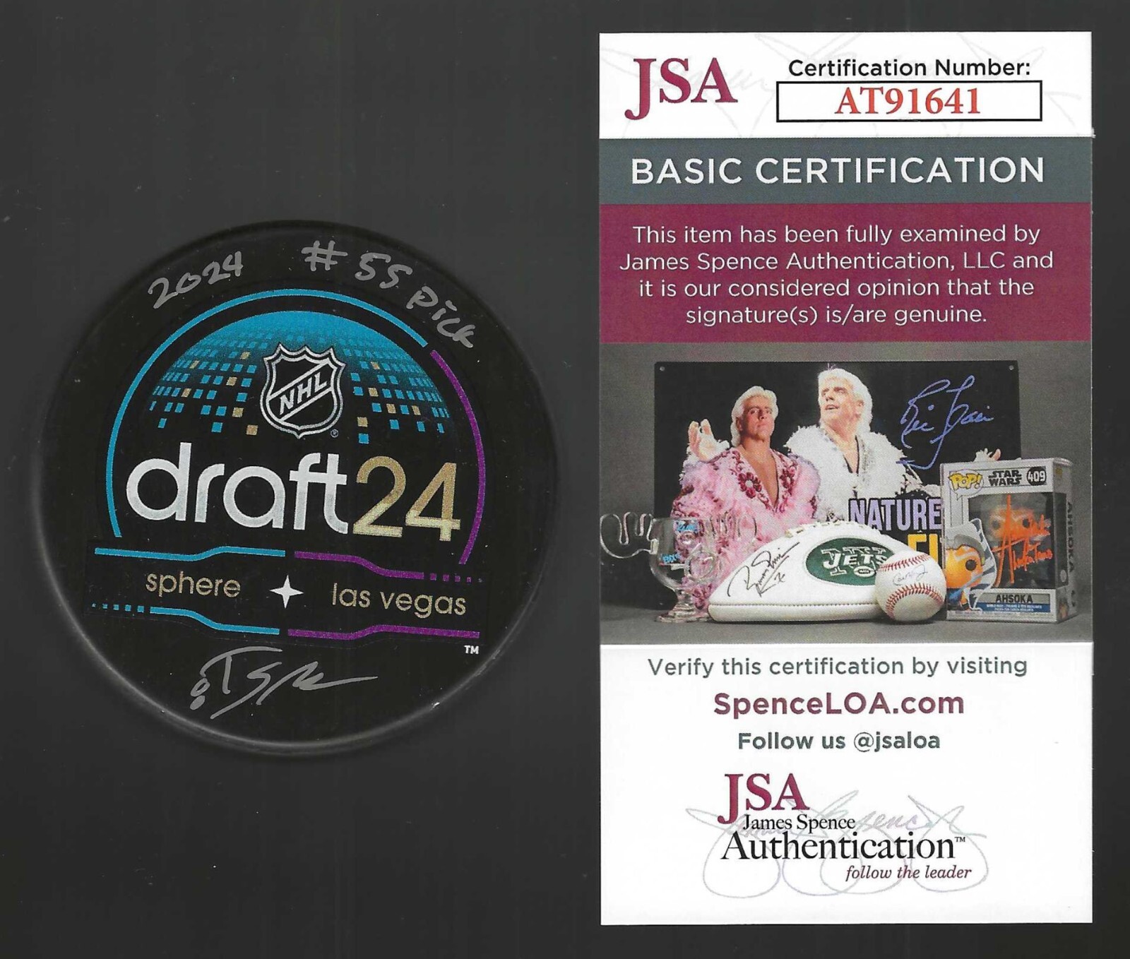 Teddy Stiga Signed & Inscribed Nashville Predators 2024 NHL Draft Puck JSA COA