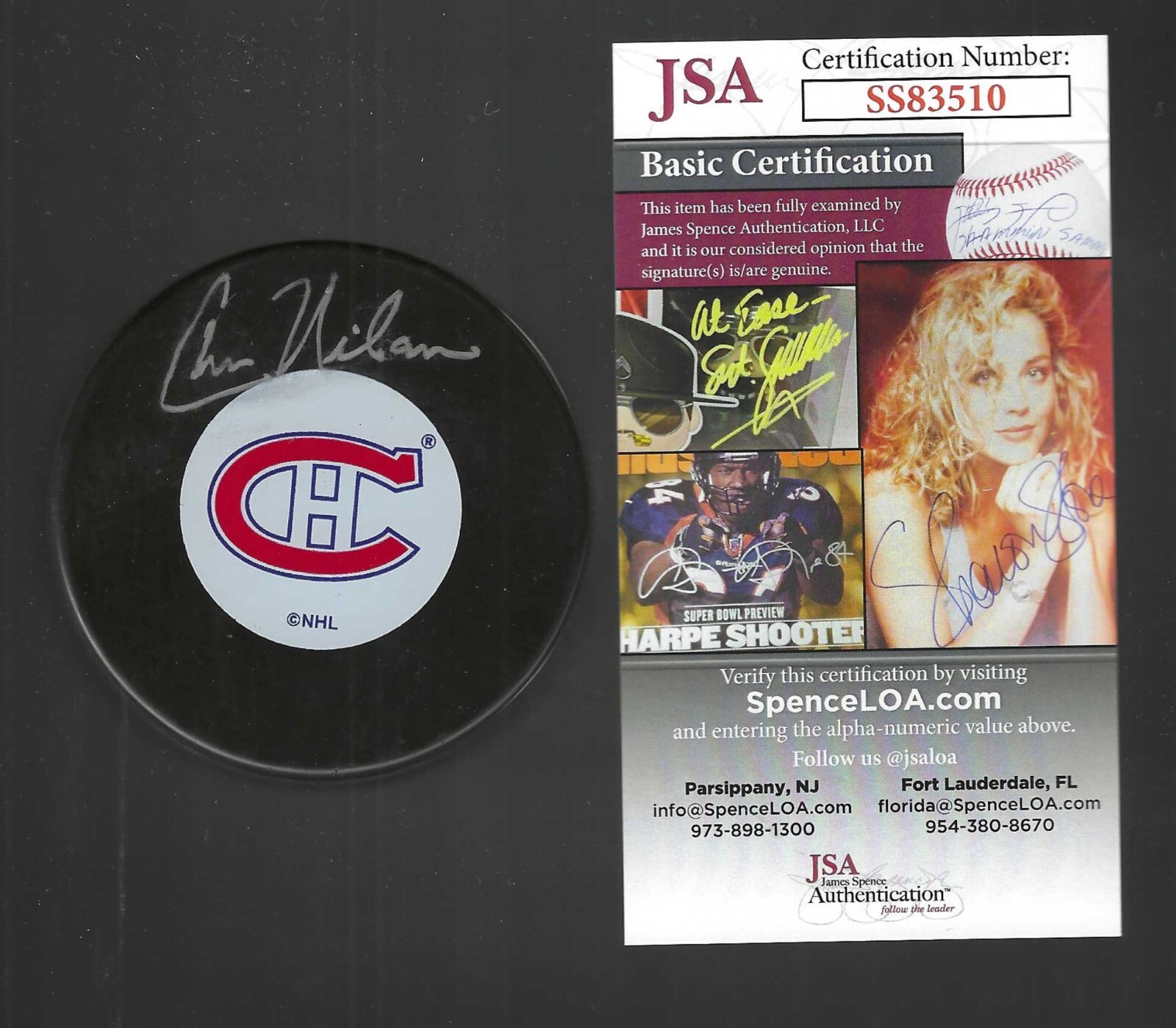 Chris Nilan Signed Montreal Canadiens Puck JSA COA