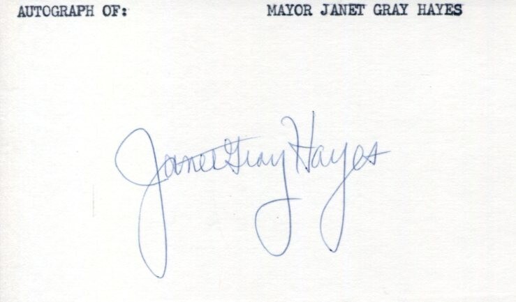 Janet Gray Hayes 1st Women Mayor Of San Jose California Signed Autograph