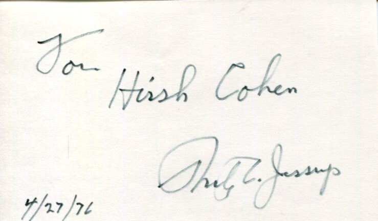 Philip Jessup International Court of Justice Jurist Ambassador Signed Autograph