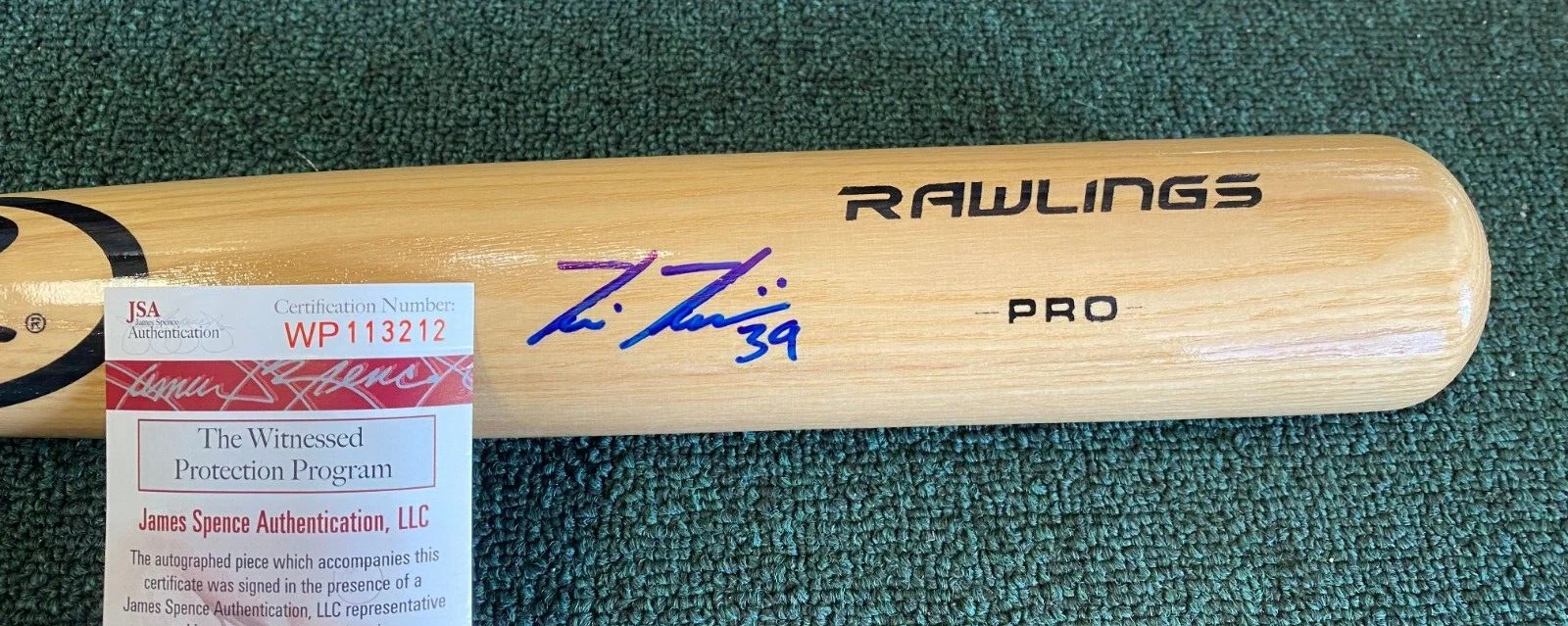 KEVIN KIERMAIER RAYS/DODGERS SIGNED AUTOGRAPHED RAWLINGS PRO BAT JSA AUTH