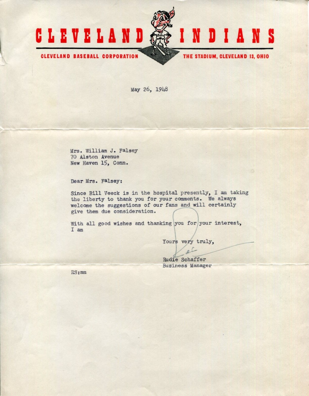 Rudolph Rudy Schaffer Milwaukee Brewers General Manager Signed Autograph TSL