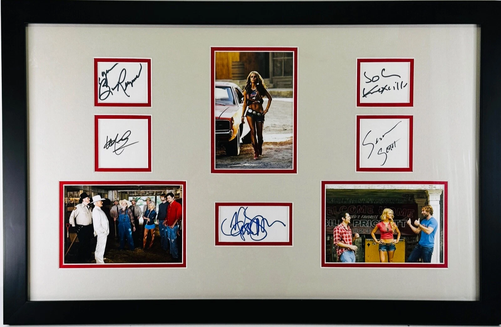 THE DUKES OF HAZZARD Burt Reynolds W. Nelson J. Simpson +2 Signed Framed JSA LOA