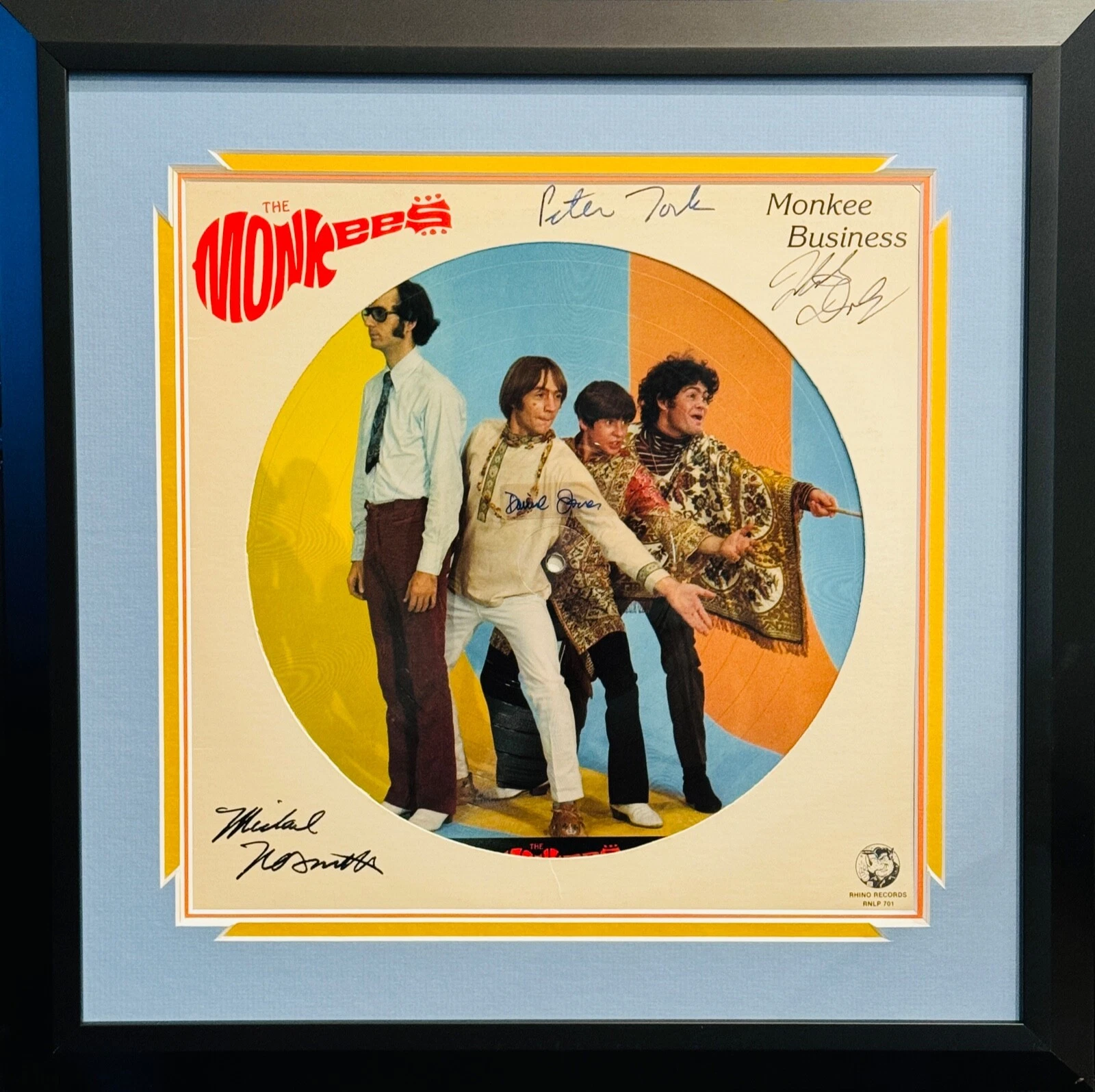 THE MONKEES PETER TORK DAVY JONES NESMITH DOLENZ Signed Framed Picture Disc JSA