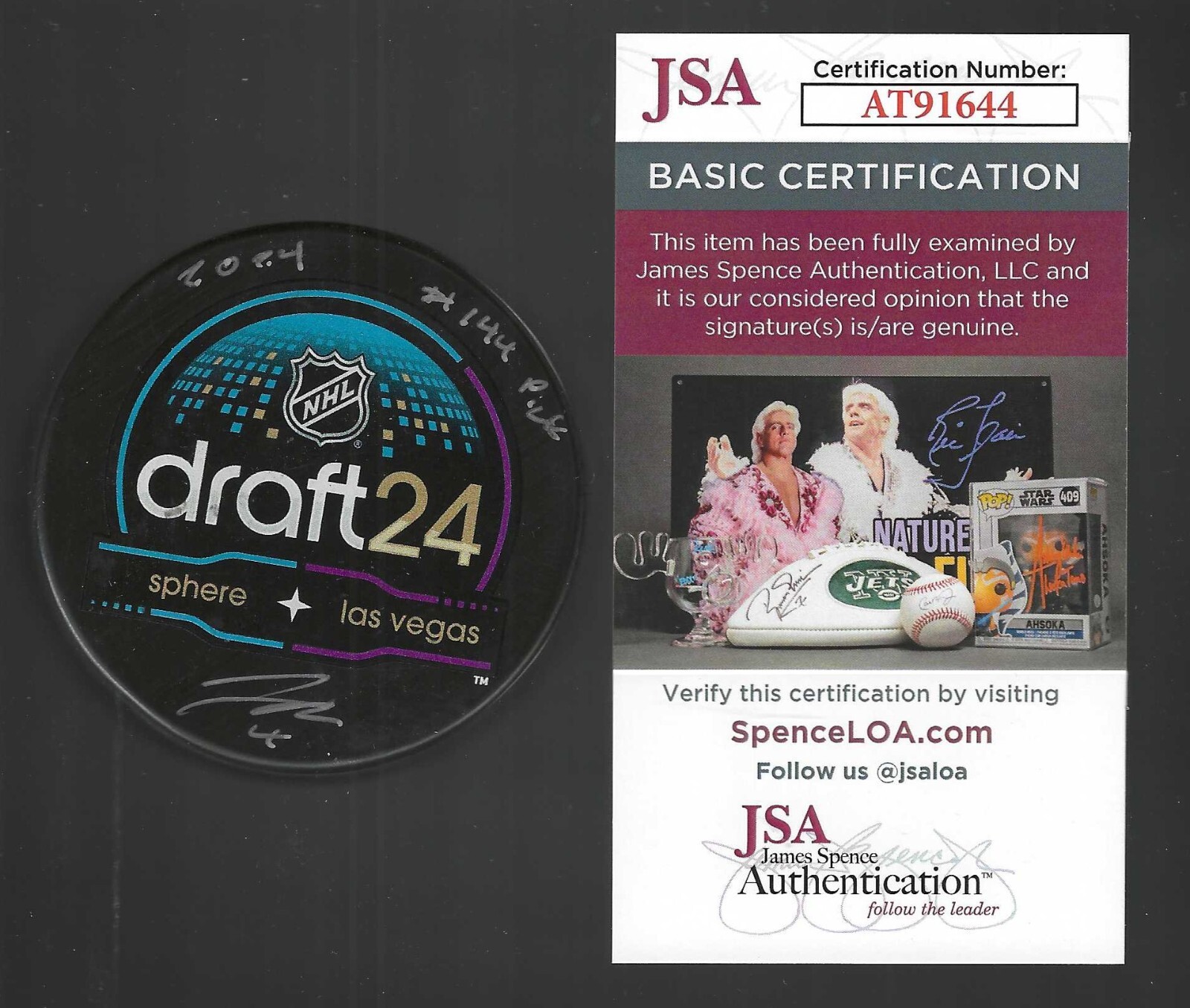 John Whipple Signed & Inscribed Detroit Red Wings 2024 NHL Draft Puck JSA COA
