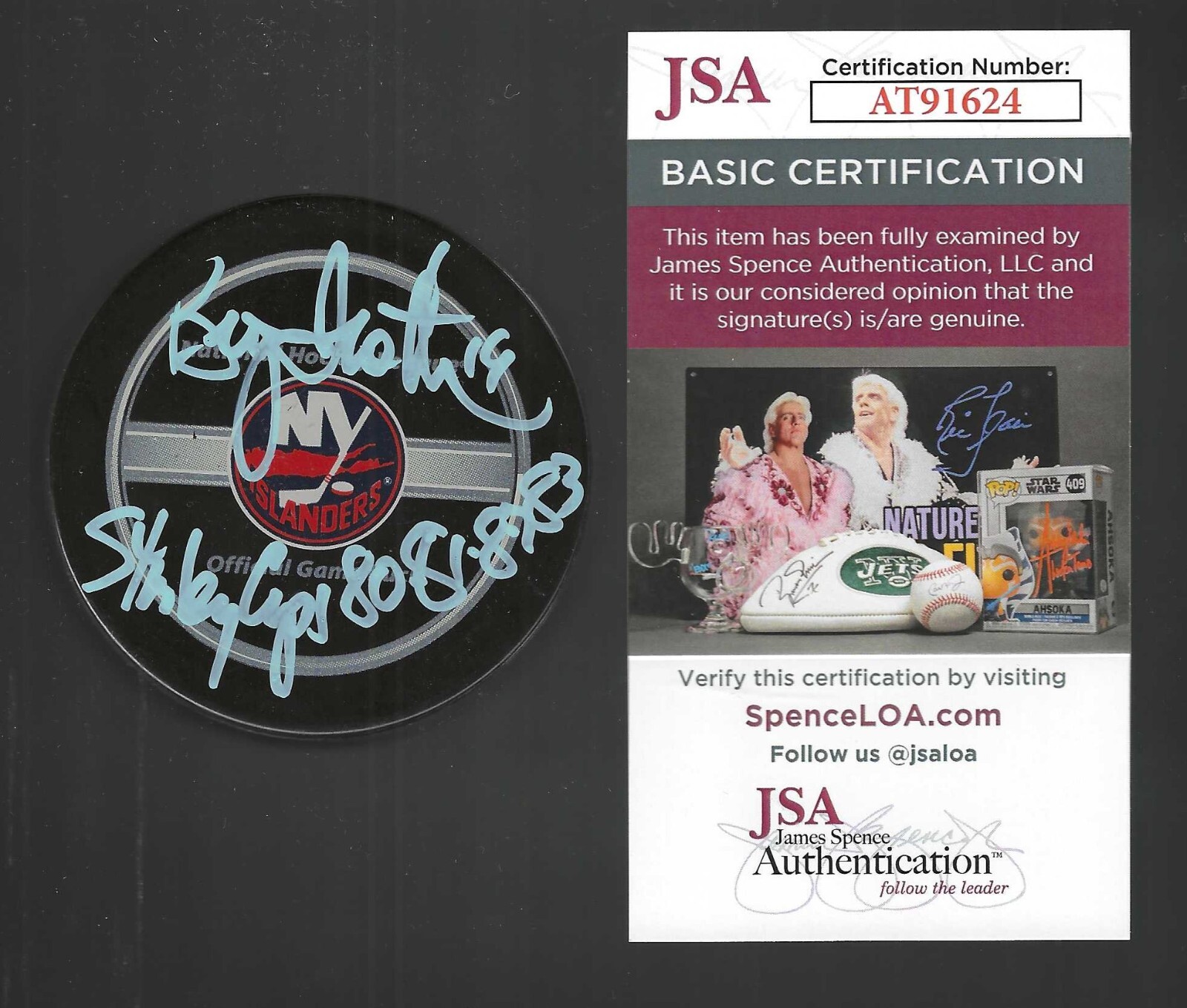 Bryan Trottier Signed & Inscribed New York Islanders Official Game Puck JSA COA