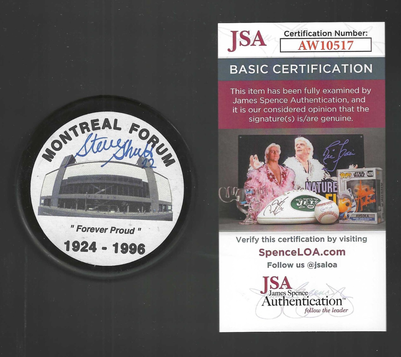 Steve Shutt Signed Montreal Canadiens Forum Puck JSA COA