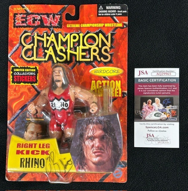 Rhino Signed ECW Champion Clashers Action Figure JSA COA WWE TNA WWF