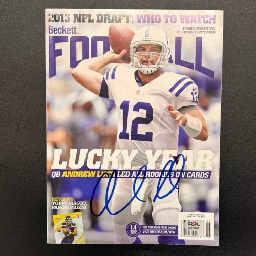 ANDREW LUCK SIGNED FOOTBALL MAGAZINE PSA/DNA INDIANAPOLIS COLTS AUTOGRAPHED COLLECTIBLE MEMORABILIA