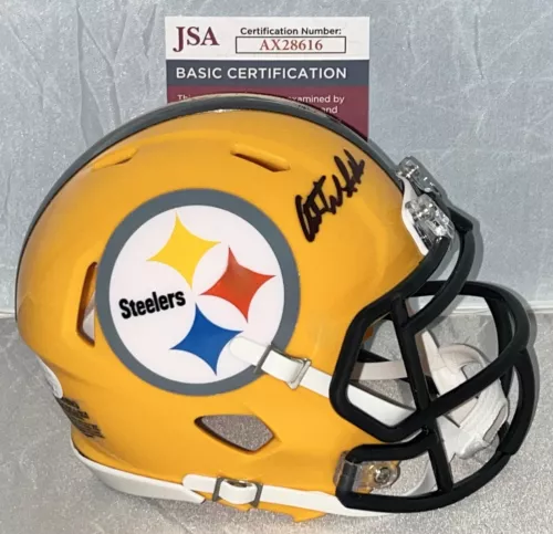 ARTHUR SMITH SIGNED PITTSBURGH STEELERS YELLOW MINI HELMET AUTOGRAPHED JSA COA COLLECTIBLE MEMORABILIA