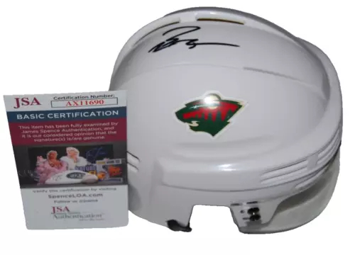 BROCK FABER SIGNED (MINNESOTA WILD) MINI HOCKEY HELMET JSA COA AX11690 COLLECTIBLE MEMORABILIA
