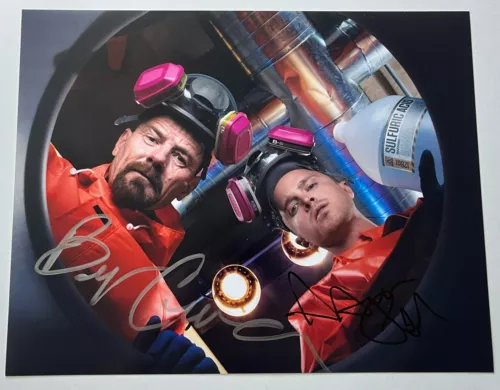 BRYAN CRANSTON & AARON PAUL SIGNED BREAKING BAD 11×14 PHOTO W/PROOF BECKETT COA COLLECTIBLE MEMORABILIA