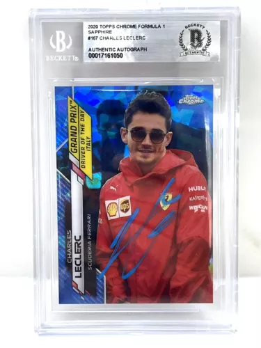 Charles Leclerc Signed 2020 Topps Chrome Saphire Card F1 Beckett Slab 1