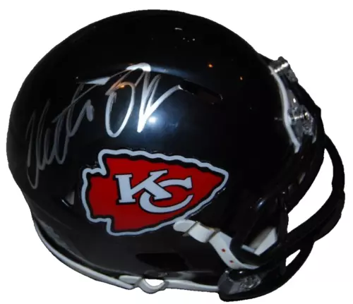 CHRISTIAN OKOYE SIGNED (KANSAS CITY CHIEFS) BLACK OUT MINI HELMET JSA AX11395 COLLECTIBLE MEMORABILIA