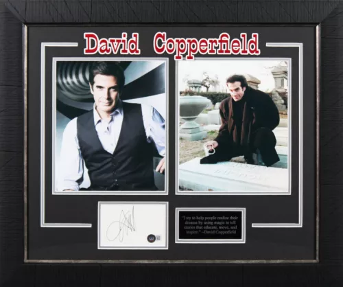 DAVID COPPERFIELD AUTHENTIC SIGNED 3×5 INDEX CARD FRAMED DISPLAY BAS #BL98211 COLLECTIBLE MEMORABILIA