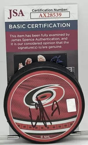 DMITRY ORLOV SIGNED CAROLINA HURRICANES REVERSE RETRO PUCK AUTOGRAPHED JSA COA COLLECTIBLE MEMORABILIA