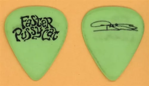 FASTER PUSSYCAT TAIME DOWNE VINTAGE GUITAR PICK – 1989 WHEN ITS OVER TOUR COLLECTIBLE MEMORABILIA