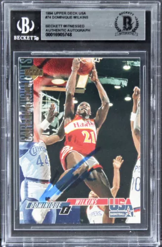 HAWKS DOMINIQUE WILKINS AUTHENTIC SIGNED 1994 UPPER DECK USA #74 CARD BAS SLAB COLLECTIBLE MEMORABILIA