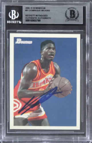 HAWKS DOMINIQUE WILKINS AUTHENTIC SIGNED 2009 BOWMAN #81 CARD BAS SLABBED COLLECTIBLE MEMORABILIA