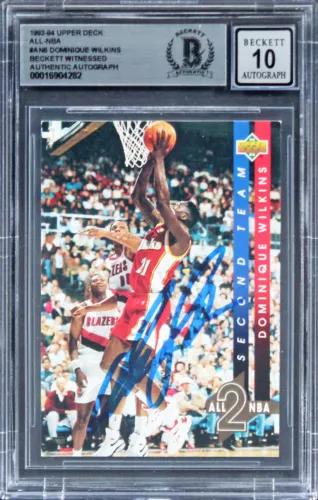 HAWKS DOMINIQUE WILKINS SIGNED 1993 UD ALL-NBA #AN6 CARD AUTO 10! BAS SLABBED COLLECTIBLE MEMORABILIA