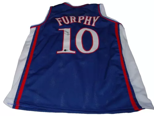 JOHNNY FURPHY SIGNED (KANSAS JAYHAWKS) CUSTOM BASKETBALL JERSEY BECKETT BN71242 COLLECTIBLE MEMORABILIA