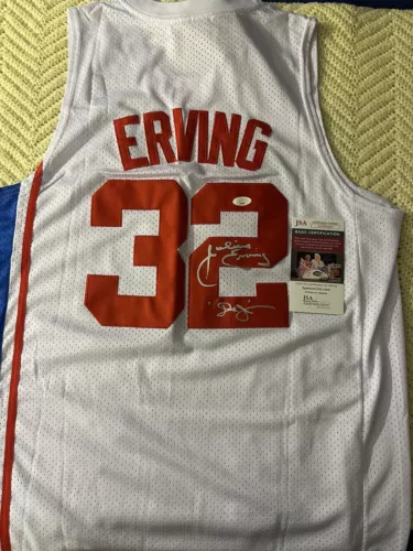 JULIUS ERVING SIGNED JERSEY STITCHED XL JSA AUTHENTICATION COA DOCTOR DR J COLLECTIBLE MEMORABILIA