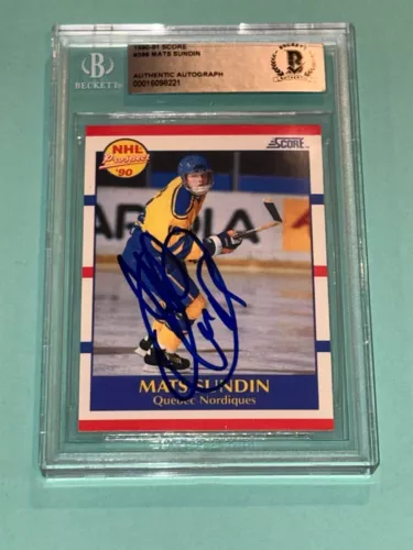MATS SUNDIN SIGNED 1990-91 SCORE ROOKIE CARD #398 BECKETT BAS COLLECTIBLE MEMORABILIA
