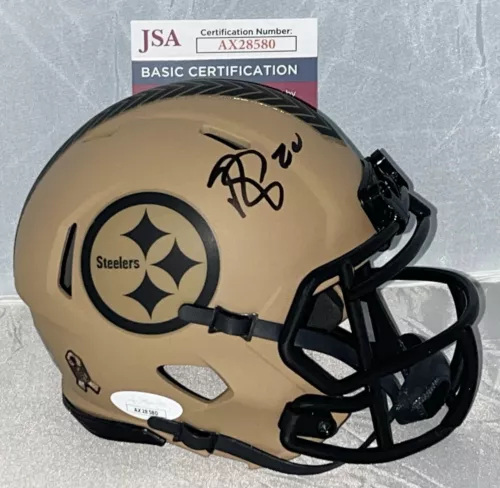 PATRICK PETERSON SIGNED PITTSBURGH STEELERS SALUTE TO SERVICE MINI HELMET JSA COLLECTIBLE MEMORABILIA