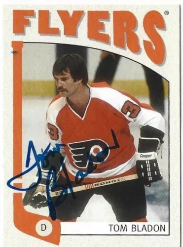 TOM BLADON SIGNED 2004-05 ITG FRANCHISES HOCKEY CARD #425 PHILADELPHIA FLYERS COLLECTIBLE MEMORABILIA