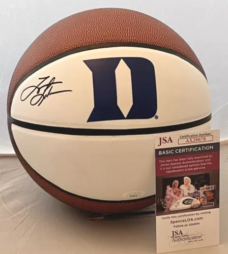 TRAJAN LANGDON SIGNED FULL SIZE DUKE BLUE DEVILS LOGO BASKETBALL BALL JSA COLLECTIBLE MEMORABILIA