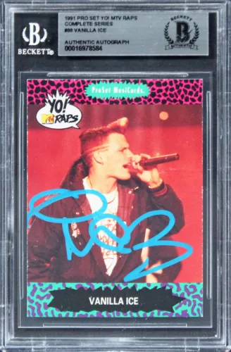 VANILLA ICE SIGNED 1991 PRO SET YO! MTV RAPS COMPLETE SERIES #88 CARD BAS SLAB COLLECTIBLE MEMORABILIA