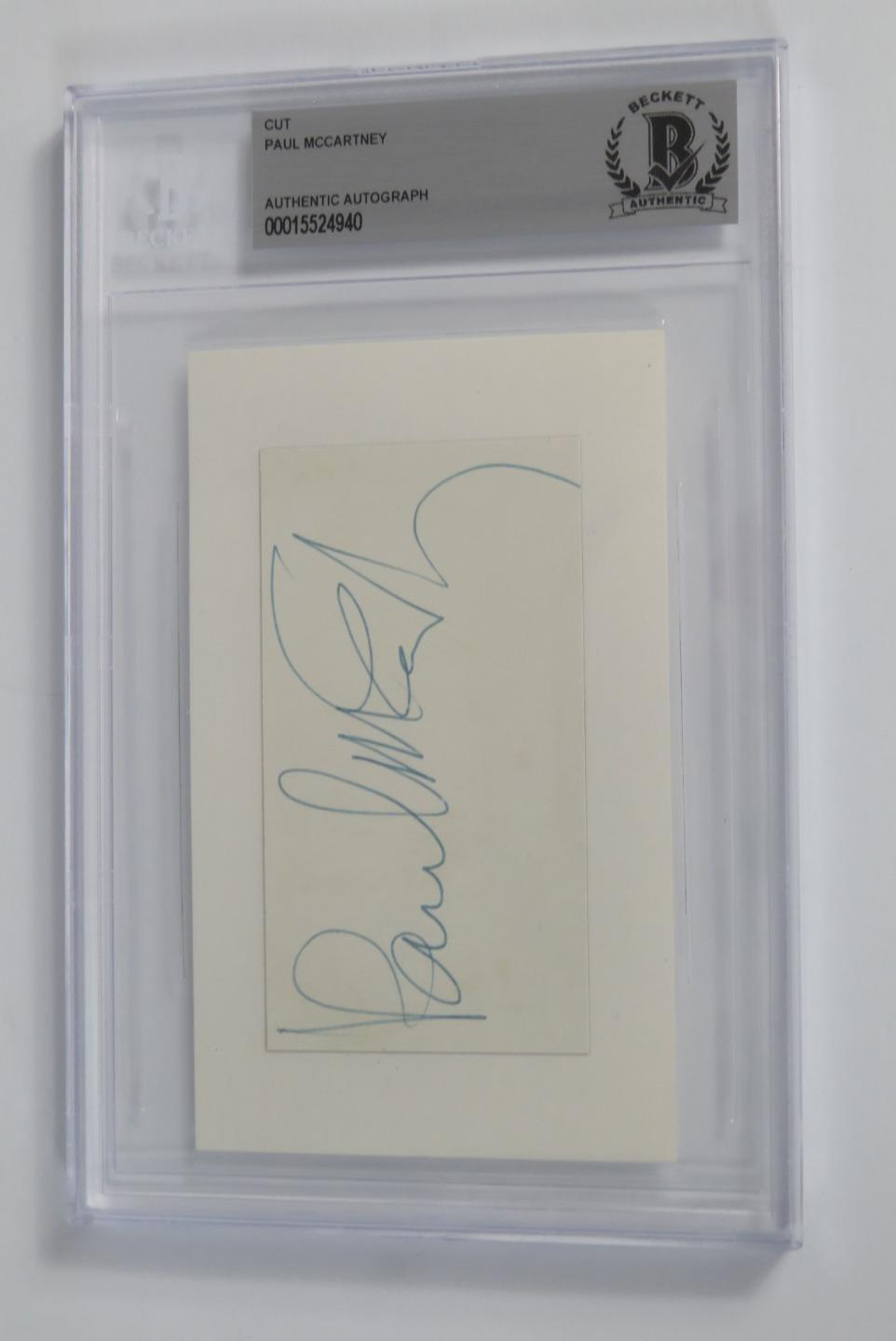 Paul McCartney THE BEATLES Signed Autograph Auto 3x5 Page Cut Slab BAS JSA
