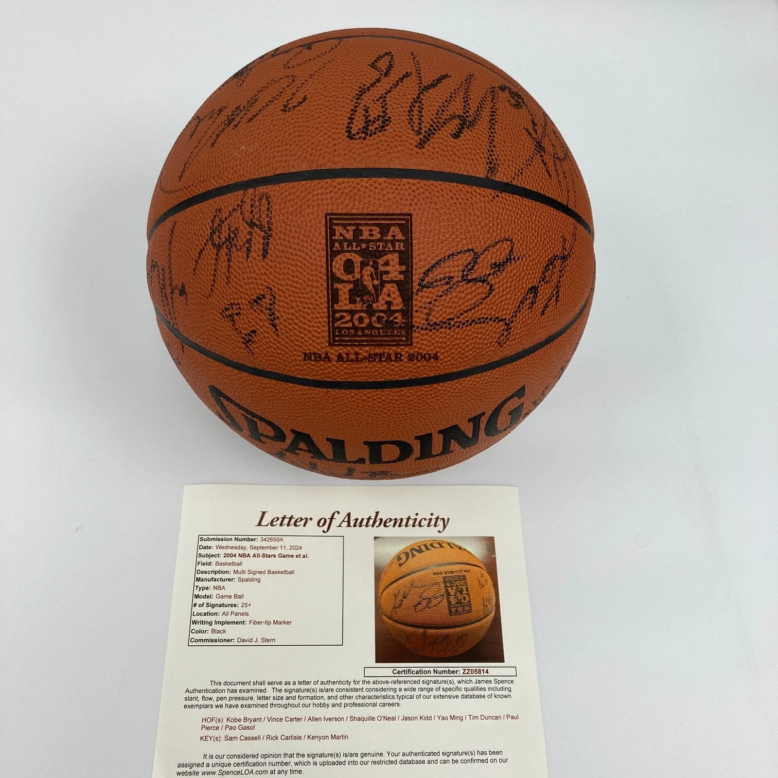 Kobe Bryant Shaq Tim Duncan 2004 All Star Game Team Signed Basketball JSA COA