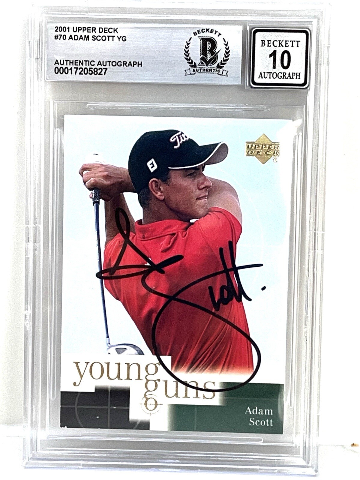 ADAM SCOTT SIGNED YOUNG GUNS ROOKIE CARD AUTO BECKETT AUTHENTICATED 10 GRADE