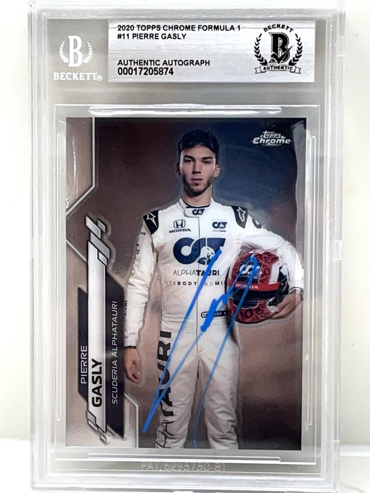 Pierre Gasly Signed 2020 Topps Chrome F1 Rookie Card Beckett Authentication 1