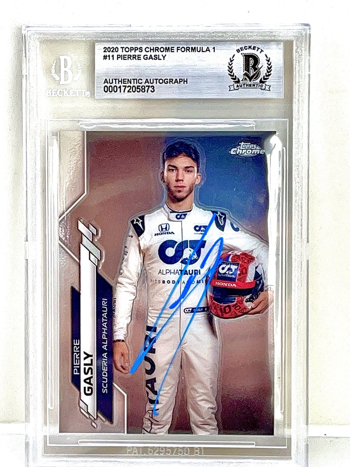 Pierre Gasly Signed 2020 Topps Chrome F1 Rookie Card Beckett Authentication 2