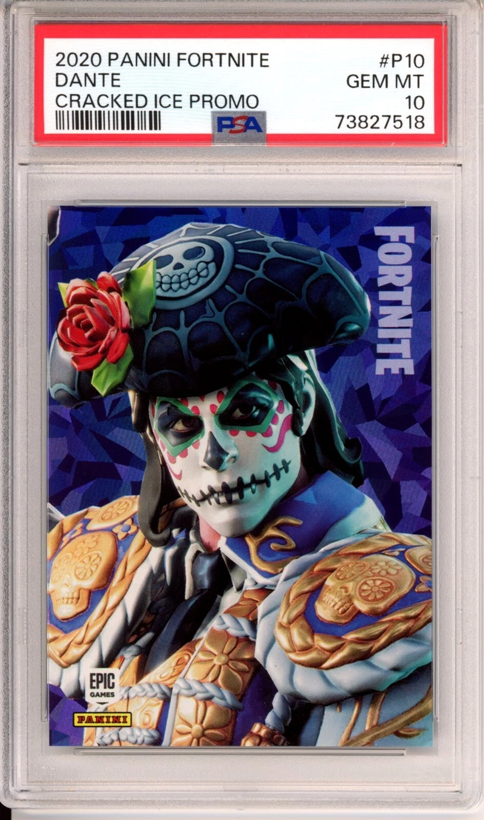 2020 PANINI FORTNITE DANTE CRACKED ICE PROMO PSA GEM MINT 10 VERY RARE CARD !!