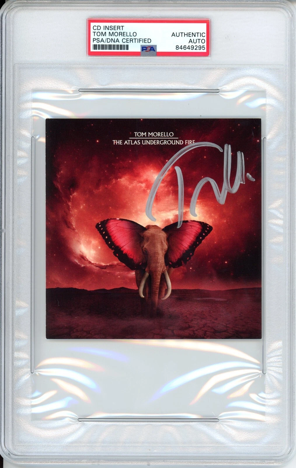 SIGNED Tom Morello Autographed Atlas Underground Fire CD Cover Card PSA DNA COA