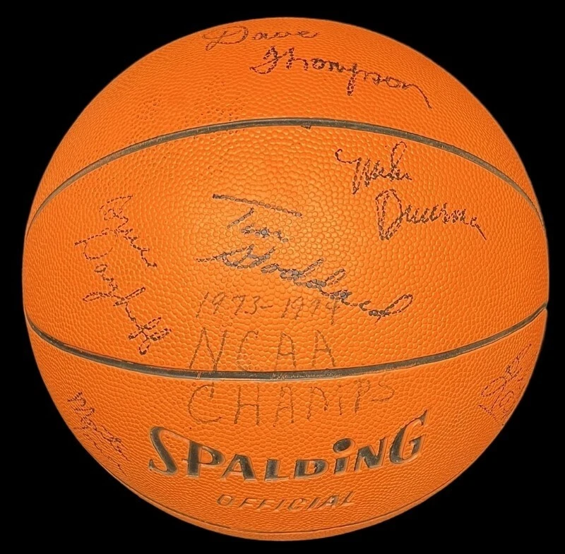 1973-74 NORTH CAROLINA STATE WOLFPACK NCAA CHAMPS TEAM SIGNED BASKETBALL JSA COA COLLECTIBLE MEMORABILIA